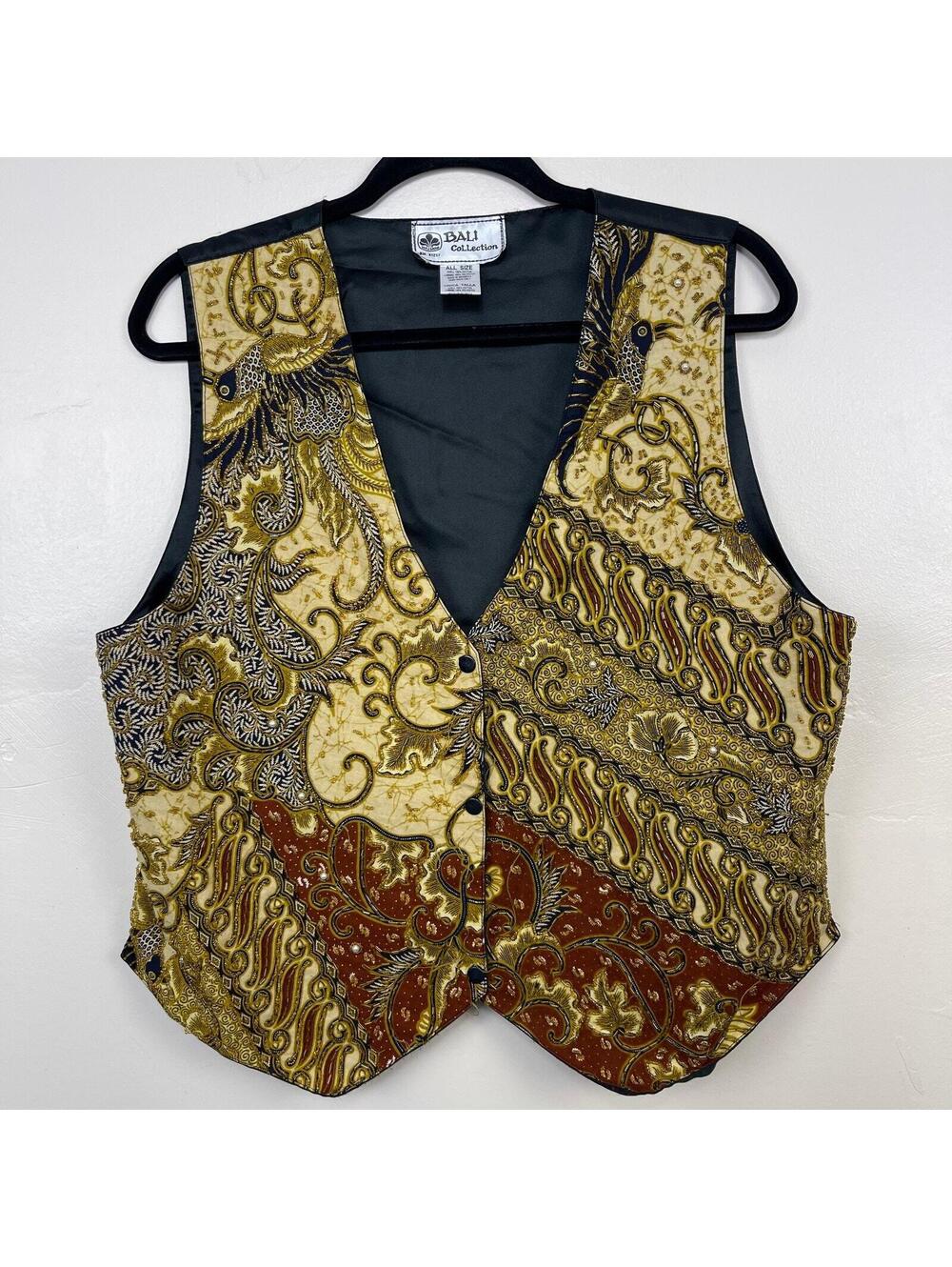 Women's One Size Beautiful Bali Collection Beadwork Vest